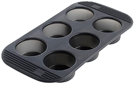 MASTRAD - Moule 6 Muffins - 100% Silicone Premium - Anti-Adhésif - Maintien Parfait - Gris Fumé