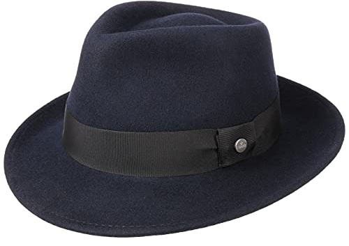 LIERYS City Filzhut Wollfilzhut Damen Herren Wasserabweisend Packable Bogarthut Fedora Sommer Winter blau M (56-57 cm)