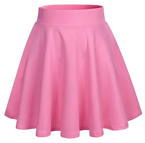 DRESSTELLS Jupe Mini Courte évasée en Polyester, Rose S