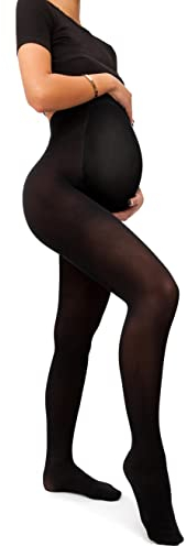 sofsy Garantiert Hautfreundliche 50 Denier Umstandsstrumpfhose Damen [Hergestellt in Italien] Strumpfhosen für Schwangere | Schwarz - Medium