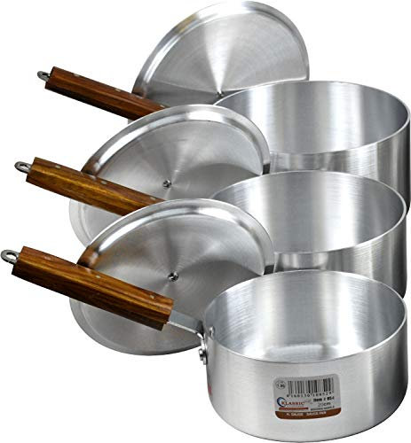 3 Set Heavy Gauge Aluminium Saucepan Set with Lid 22,24,26 cm