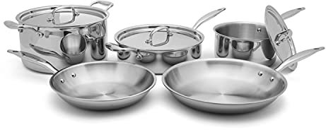 Heritage Steel 8-teiliges Kern-Kochgeschirr-Set | Made in USA | Titanium Series 316Ti Edelstahl mit 5-lagiger Konstruktion | Induktionsbereit und vollverkleidet