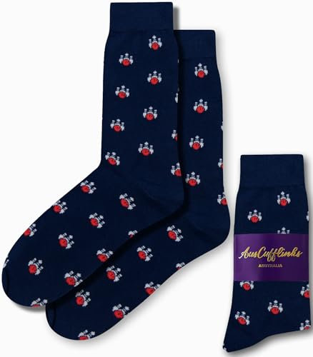 AUSCUFFLINKS Ten Pin Bowling Socks | 10 Pin Bowler Socks for Men | Strike Gift for Men | Bday Gift for Guys (Ten Pin Bowling)