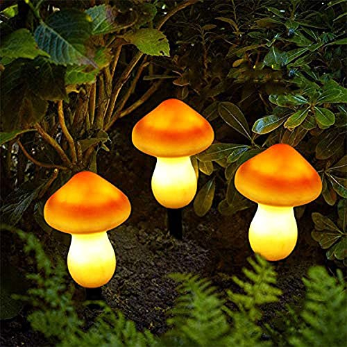 ALLOMN Solarleuchten, Gartenweg im Freien Dekorative Lampenleuchten Solarlandschaftsleuchten Wasserdichte Süße Mehrfarbiger Pilz Form, Zwei Lichtmodi, Set mit 3 Lampen