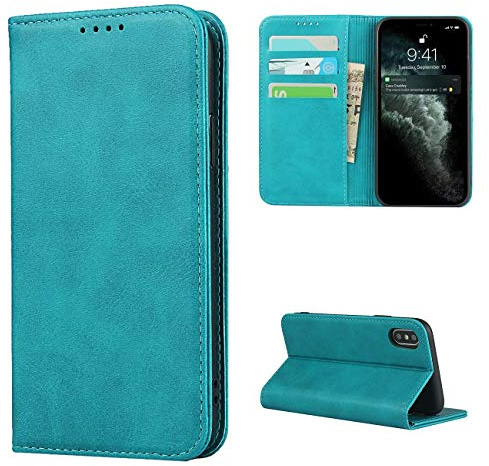 Copmob Schutzhülle für iPhone X/XS, Flip Wallet Schutzhülle aus Leder, [3 Schlitze] [Standfunktion] [Magnetverschluss] Schutzhülle für iPhone X/XS – Himmelblau