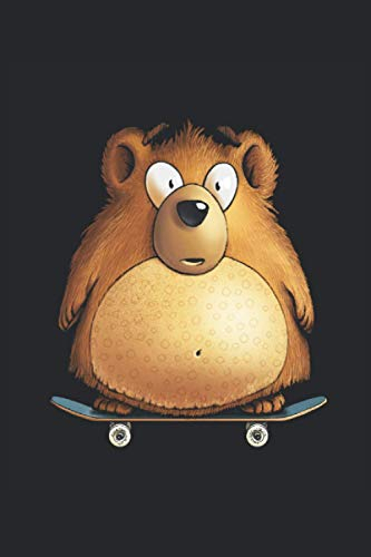 Teddybär Grizzly auf Skateboard Notizbuch: Schulheft •Format: A5 (6x9 Zoll) • 110 Seiten • Punkte Raster • Mit Seitenzahlen • Tagebuch • Notizheft • Hausaufgabenheft • Original FD-DESIGN