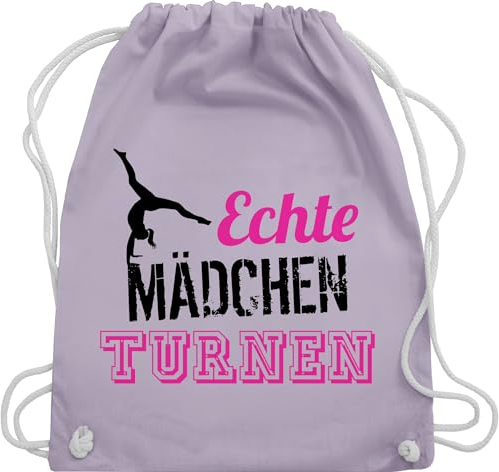 Turnbeutel Rucksack - Kinder Sport Kleidung - Echte Mädchen turnen fuchsia - schwarz - Unisize - Pastell Lila - gymnastics bag girls kinderturnbeutel 25. geburtstag turn beutel sportbeutel turnerin