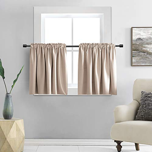 DONREN Verdunkelungsvorhänge für kleine Fenster, Schrankvorhang, Etagen für Küche, mit Stangentasche, warmes Taupe, 76,2 x 91,4 cm, 2 Paneele