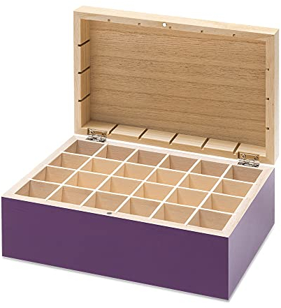 TaoCase Holzbox für 24 ätherische Öle – Unbestückt – Für 5 ml & 10 ml Fläschchen – Kompakte Aufbewahrung – Maße: 8×19×13 cm