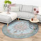 FRAAI | Home & Living Teppich Vintage Rund - Lily Medaillon Hellblau Türkis - Baumwolle, Polyester - Flachgewebe - Vintage - Wohnzimmer, Esszimmer, Schlafzimmer - Carpet