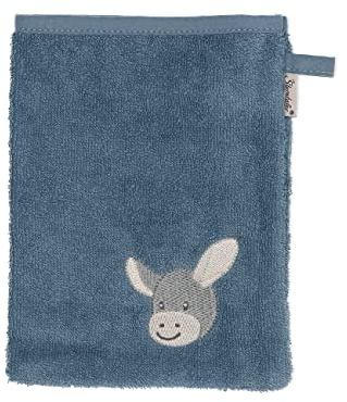 Sterntaler Lot de 3 gants de toilette Emmi pour bébé garçon - Lavables - Bio - Gris et bleu