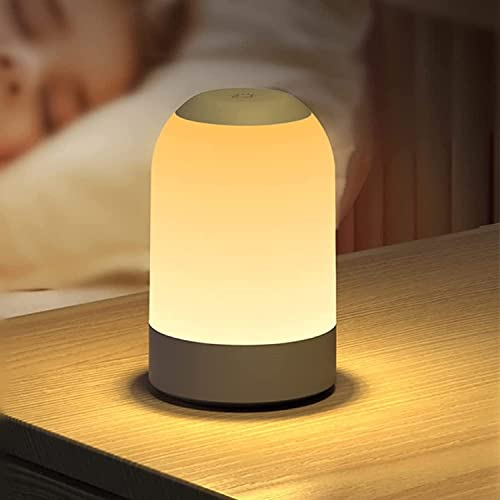 G Keni Nachttischlampe, LED Nachtlicht Touch Dimmbar mit 8 Farben und 1 Stunde Timer, Baby Nachtlicht USB Aufladbar, Stilllicht mit Speicherfunktion, Schlafzimmer Wohnzimmer und Kinderzimmer