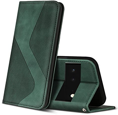 ZONNAVI Hülle für Google Pixel 6 Pro, PU Leder Handyhülle mit Kartenfächer und Standfunktion, Lederhülle Flip Wallet Case Schutzhülle für Google Pixel 6 Pro (Grün)