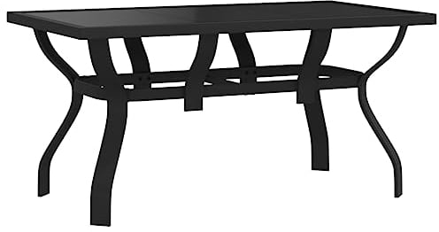vidaXL Gartentisch Terrassentisch Tisch Esstisch Balkontisch Partytisch Glastisch Gartenmöbel Garten Schwarz 140x70x70cm Stahl Glas
