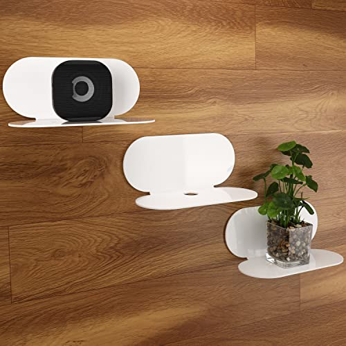 BELLE VOUS 3er Pack Schwebendes Wandregal Weiß Acryl - 23 cm Display Regal Weiß Set - Selbstklebendes Regale für Wände, Badezimmer, Küche, Wohnzimmer, Büro & Unsichtbares Bücherregal Wand Regale