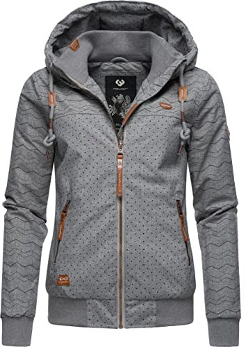Ragwear Damen warme wasserdichte Winterjacke mit Kapuze Nuggie Zig Zag Intl. Grey22 Gr. XXL