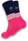 Calzini da corsa divertenti al 100% tecnici, traspiranti, compressivi, anatomici, termoregolatore, tallone, punta e metatarso rinforzati, perfetti per corsa, trail, trekking, ciclismo, Rosa fluo, L