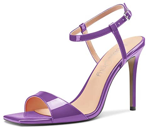 NobleOnly Donna Spillo Alto High Tacco Heel Aperte sulla Punta Sandali Cinturino alla Caviglia Slingback da Matrimonio Feste Dress 10 CM Heels Scarpe Viola A 43 EU