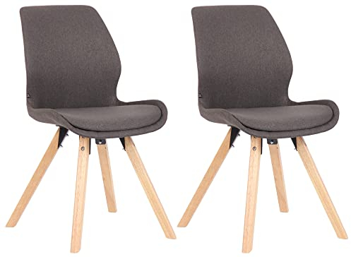 CLP 2er Set Stuhl Luna Kunststoff I Stoff I Samt I Kunstleder I Lehnstuhl mit Holzgestell, Farbe:dunkelgrau, Material:Stoff