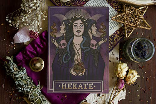 Vintage Blechschild Retro Metallschild Hekate Göttin der Kunst Hekate Hekate Hekate Mythologie Magische Dekoration Geist Hexe Buch der Schatten Metallschild Wanddekoration Familie 30,5 x 40,6 cm