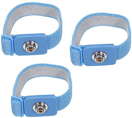 QUARKZMAN 3Stk ESD Antistatisch Handgelenk Riemen 3.5 Schnalle Einstellbar Antistatik Armband für Computer Elektronik Reparatur Hell Blau
