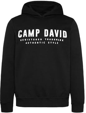 Camp David Herren Basic Hoodie mit Logo Print Black 4XL