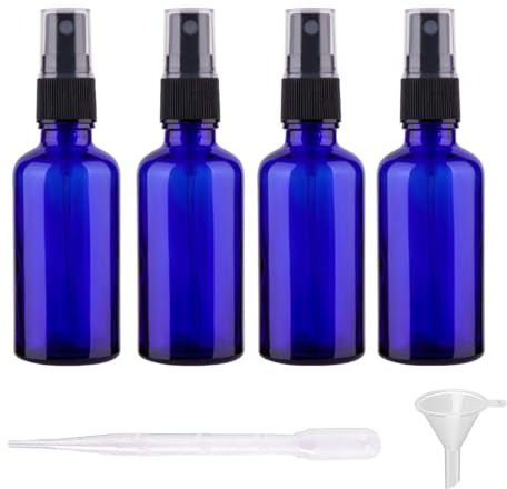 HSLUBI 4 Stück 100ml sprühflaschen glas, Blau Sprühflasche, Parfum zerstäuber, Es hat eine Zerstäubungsfunktion und eine anti-ultraviolette Wirkung, für Ätherische Öle, Parfums