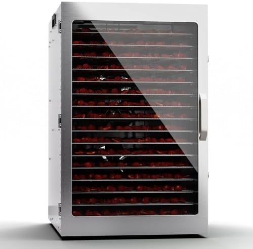 Klarstein Deshidratador de Alimentos, Deshidratadora de Frutas y Verduras 2000W, 20 Rejillas, Temp. 24h., Deshidratadora de Alimentos para Comida Liofilizada, Liofilizadora Táctil
