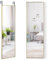 HOMASIS 2 in 1 Wandspiegel & Türspiegel 37x120cm, Spiegel mit mit 2 Haken & Metallrahmen, Ganzkörperspiegel höhenverstellbar, Flurspiegel aus bruchsicher Glas, für Schlaf-, Wohnzimmer & Flur (Gold)