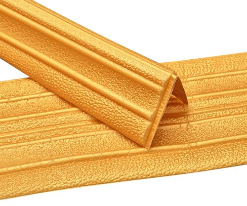 Plinthe souple autocollante - Plinthes souples autocollantes - Pour mur - Moulure décorative flexible - Plinthe de finition - Moulures de plafond - Frise murale (doré)