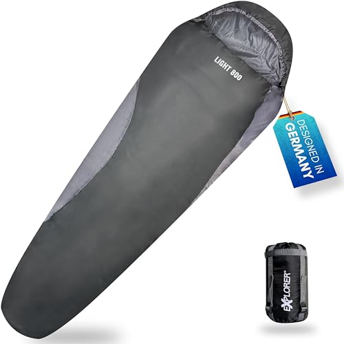 EXPLORER® Light 800 Sommerschlafsack [750g] -6°C bis +11°C [150g/m²] Ultraleicht Schlafsack Outdoor 210x75x50cm Sommer Mumienschlafsack Erwachsene – Camping & Trekking - leicht kleines Packmaß