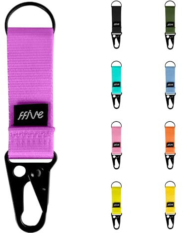 FFIVE - Schlüsselanhänger aus echtem Nylon - Multifunktionale Schlüssel zum Aufhängen Rucksack Karabiner (lila)