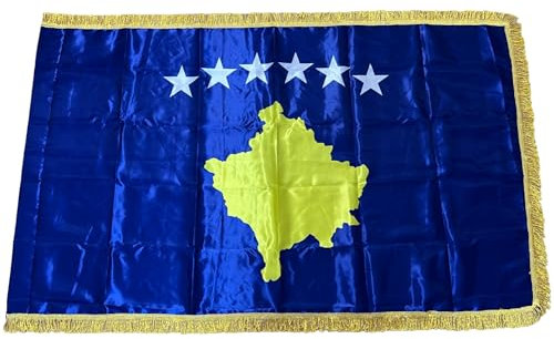 Kosovarische Flagge Premium Qualität 150x90cm aus fein Polyester - Kosovo Flagge - Flamuri i Kosovës - Flamuri i Kosovës me cilësi të lartë 150x90cm - Kosovo Flag 150x90cm
