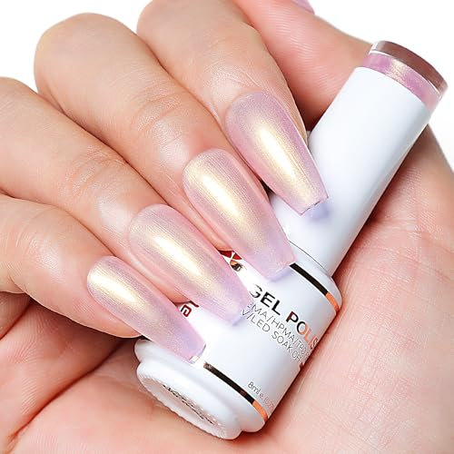 Nicedeco 15ML Vernis Semi Permanent Nacré Perle, Sans HEMA Vernis à Ongles Gel Soak Off UV LED Rose Brillant Longue Durée (03)