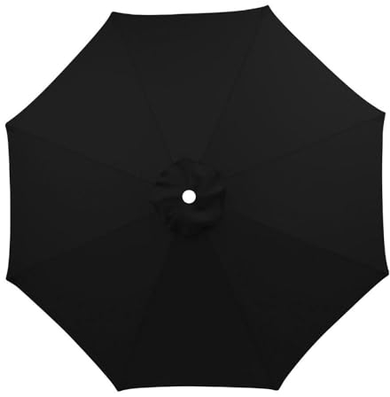 ObaBO Sonnenschirm Ersatz Baldachin Abdeckung Sonnenschirm Ersatzbezug, UV-Schutz Ampelschirm Bezug, Wasserdicht Schirmbezug Sonnenschirm Ersatzteile,Black-3m-6 Streben
