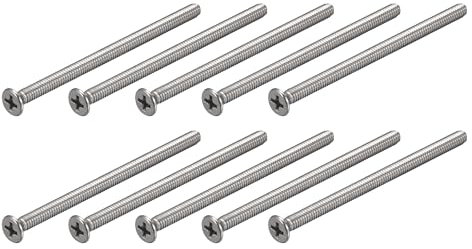 METALLIXITY Senkkopfmaschinenschraube (8#-32x3-1/4) 10 Stück, 304 Edelstahl Phillips Feingewinde - für Holzplatten, Silber