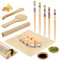 zrfgbxim 10 STK Sushi Set: 2 Bambus Sushi Matte & 4 Paar Sushi Stäbchen & 1 Reislöffel & 2 Saucenteller, Bambusmatte Sushi Maker für Anfänger Geschenk, Sushi Rolle, Sushi Bambusmatte