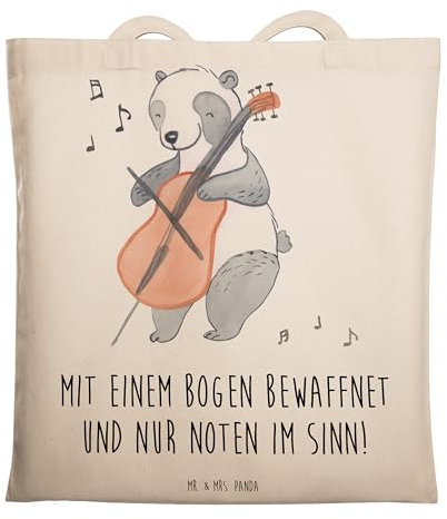 Mr. & Mrs. Panda Tasche Violoncello Magie - Geschenk, Instrument, Musik, dokumententasche, Tote Bag, Musiker, Musikliebhaber, Profis, Strandtasche, Noten, Beutel, Schultertasche, Laptoptasche, Lernen
