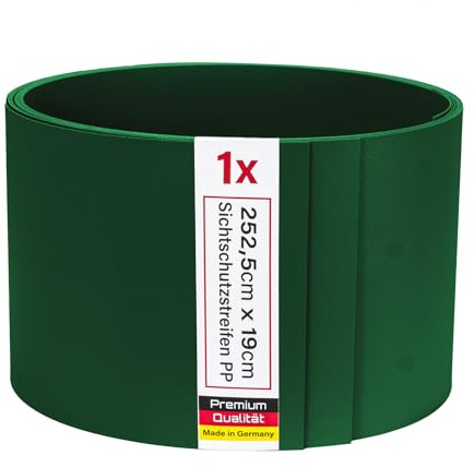 Zaunrebell Sichtschutzstreifen PP Lederoptik Moosgrün, ähnl. RAL 6005-1 Stück 252x19 cm für Doppelstabmattenzaun, Gittermattenzaun