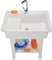 Fregadero Independiente para Lavandería, Lavabo De Plástico PP con Estante De Almacenamiento Inferior Y Pies Ajustables, Lavabo Interior Y Exterior para Lavar Ropa a Mano