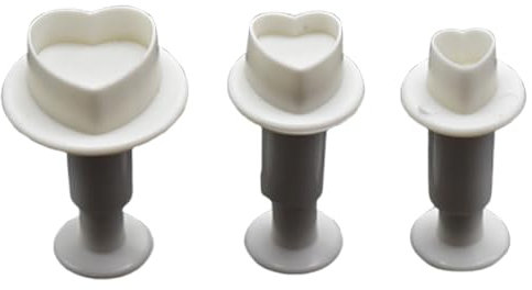 3Pcs Heart-Shape Fondant Cutters for Cake Decorating, Cake Cutters Icing Cutters for Baking Pie Decoration Tools Set, Cake Decorating Mold Cutter Plunger Fondant Sugar Craft Set