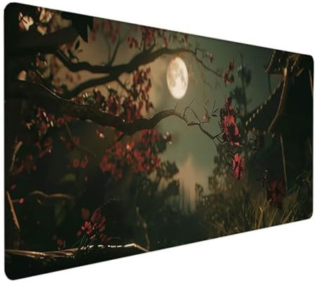 Mauspad XXL, Gaming Mauspad 700x300x3 mm, Großes Mauspad mit Genähten Kanten, Rutschfeste Desk Mat, Verlängertes großes Mauspad Schreibtischauflage für Büro und Zuhause Nachthimmel Blume F - 8