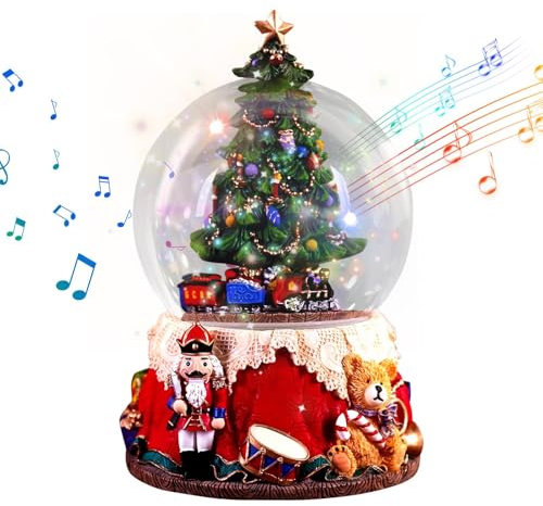 Musical Nutcracker Snow Globe, Lighted Christmas Snow Globe With Swirling Glitter, Enchanting Nutcracker Music Box Perfect For Home Decoration And Holiday Celebrations