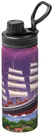 Isolierte Sport-Trinkflasche, 480 ml, isolierte Wasserflasche für heiße und kalte Getränke, tragbarer Sportbegleiter, Riesenrad unter dem Blitz