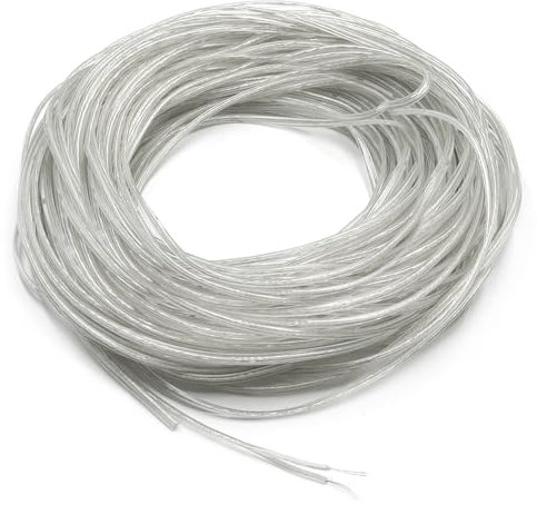 GOIYZTTR 30M Fil Électrique Transparent 2 Noyau Câble Électrique Flexible Transparent 28AWG Plat Fil Électrique PVC Diamètre 1,6×3,2mm Pour Petits Appareils Électroménagers de Faible Consommation