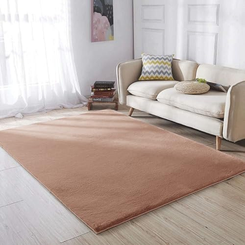 MOONLIGHT20015 Mink Rugs living Room 120 x 170 cm Anti Slip Washable Short Pile Area Rugs for Bedroom Faux Fur Bedside Rug Soft Large Rug for Dinning Room Kitchen Lounge
