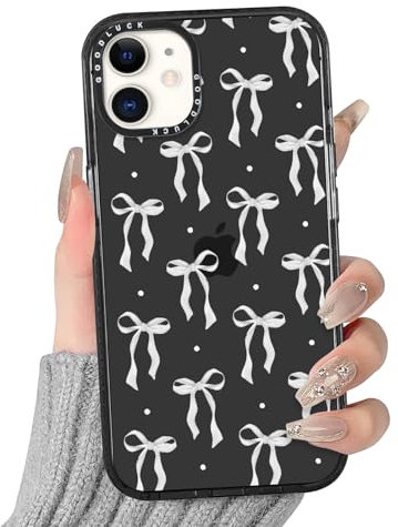 Yirlbey Transparent HandyHülle für iPhone 12/iPhone 12 Pro Schleifen Hülle, Aesthetic Muster Niedlich Design Mädchen Geschenk Schutzhülle, Silikon Harter PC-Rückseite Case Cover für iPhone12 6,1