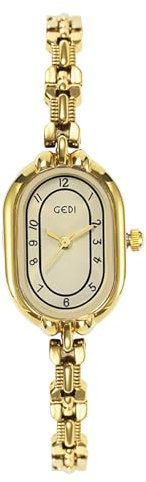 XCZAP Vintage Ladies Watch Waterproof Rose Gold Quartz Wristwatch with Stainless Steel Bracelet Elegant Oval Slim Dress Watch Gift for Women and Girls