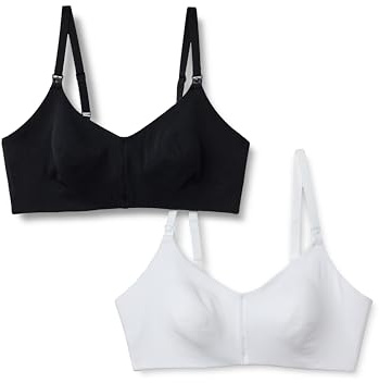 Amazon Essentials Soutiens-gorge de Maternité en Jersey de Coton Mélangé avec Clips Rabattables pour l’Allaitement, Maintien Femme, Lot de 2