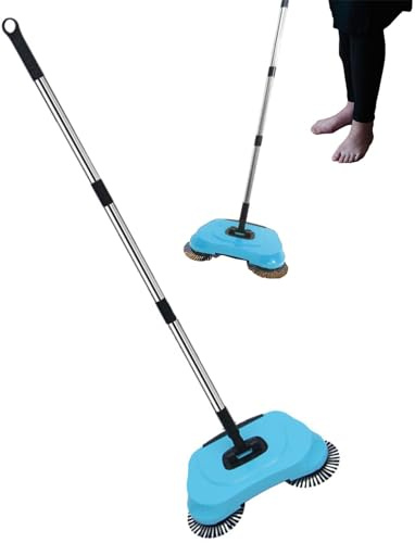 Hand Push sweper - Non Electric Vacuum Besen, Bodenreinigungswerkzeuge | Einstellbare Griff -Kehrmaschine, Einstellbares Griff Leichtes Druckbesen Zum Reinigen Von Haustierhaaren, Losen Trümmern Und
